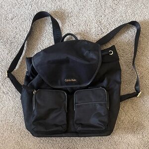Calvin Klein Black Backpack with Gold Accents
